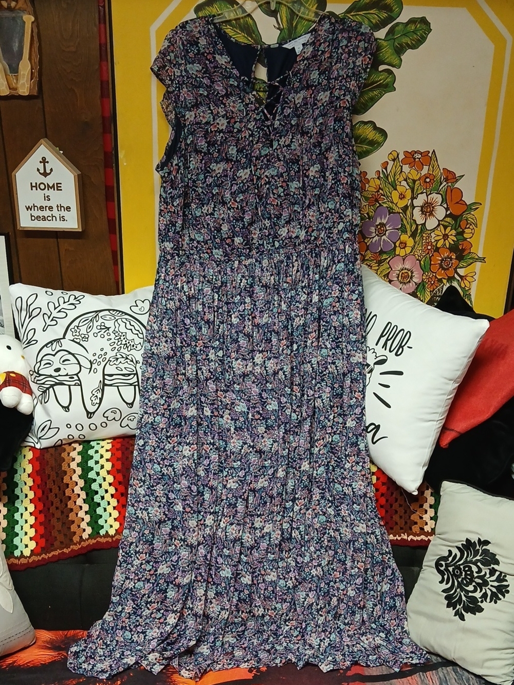 Ashley Nell Tipton Navy Floral Maxi Dress Plus Size